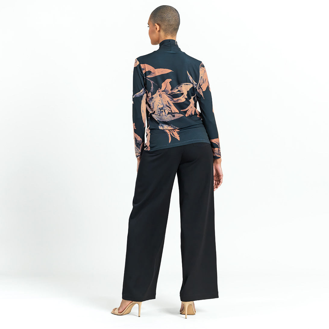 Clara Sunwoo Quality - Mock Neck Pleated Detail Top - Abstract Lily - Final Sale