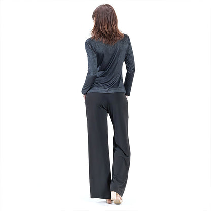 Clara Sunwoo Everyday - Crushed Silk Knit - Draped Neck Side Ruched Top - Black - Final Sale!