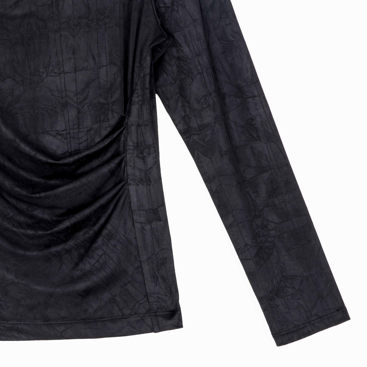 Clara Sunwoo Everyday - Crushed Silk Knit - Draped Neck Side Ruched Top - Black - Final Sale!