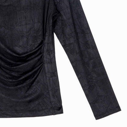 Clara Sunwoo Everyday - Crushed Silk Knit - Draped Neck Side Ruched Top - Black - Final Sale!