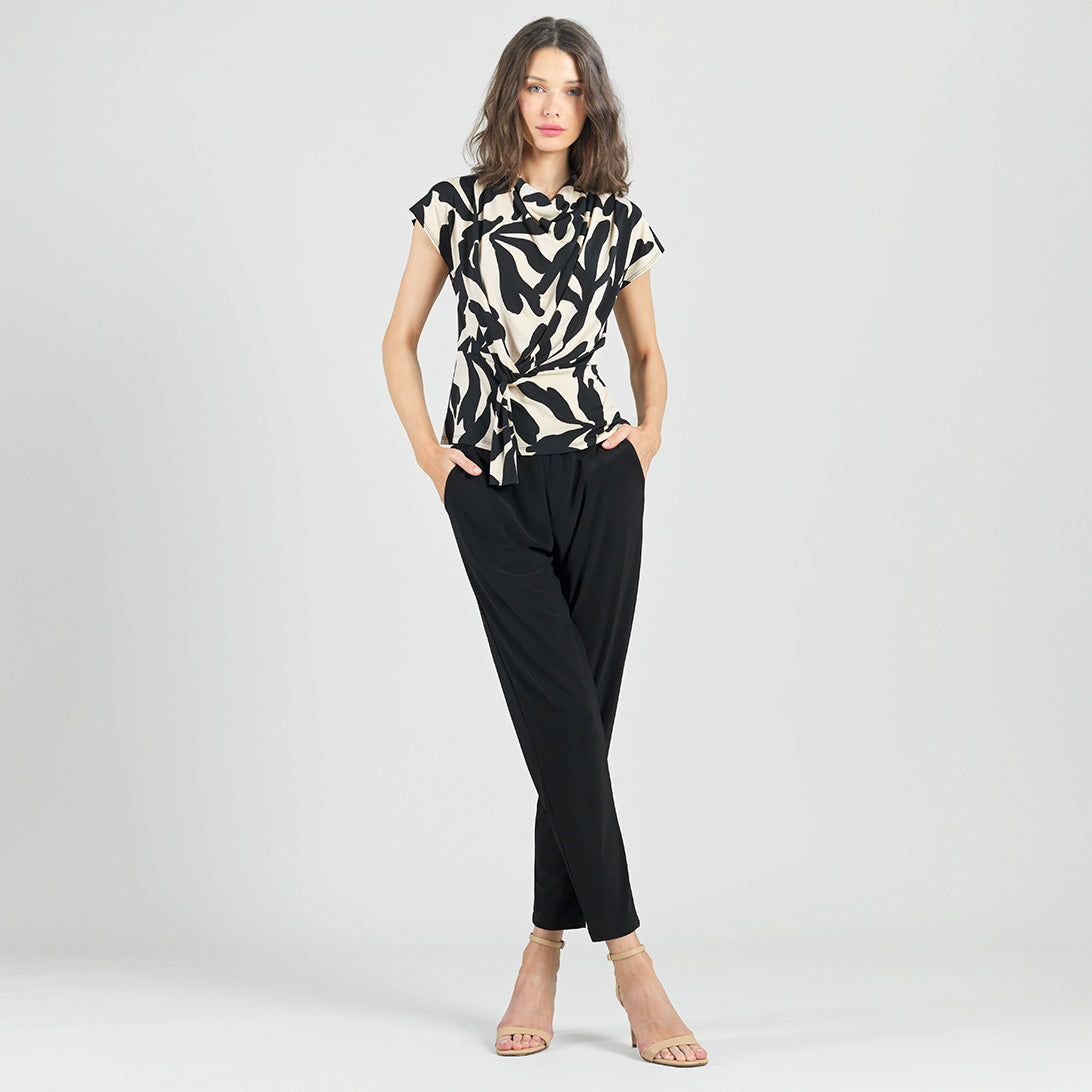 Clara Sunwoo Customer Favorite - Drape Neck Loop Front Top - Leaf Shadow - Final Sale