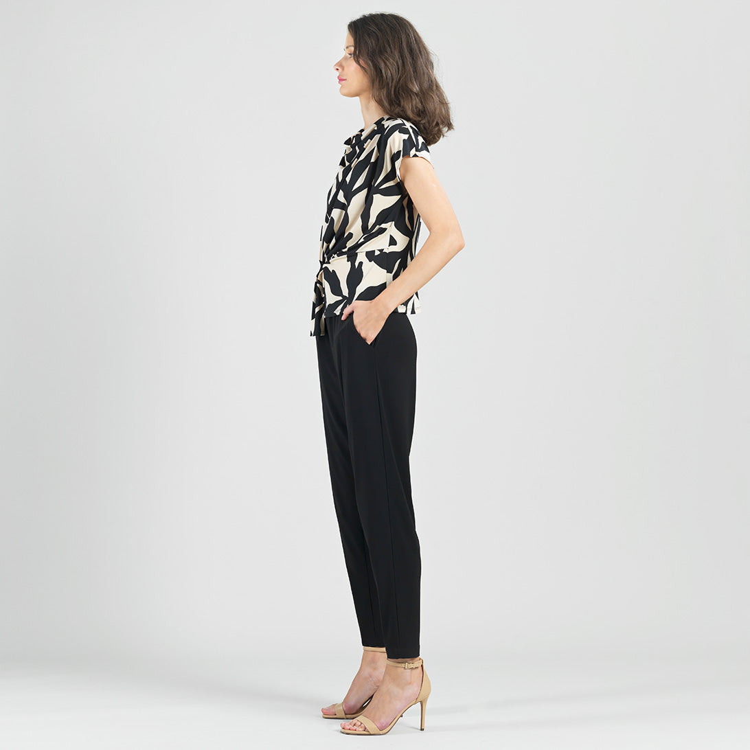 Clara Sunwoo Customer Favorite - Drape Neck Loop Front Top - Leaf Shadow - Final Sale