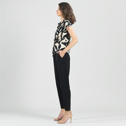 Clara Sunwoo Customer Favorite - Drape Neck Loop Front Top - Leaf Shadow - Final Sale