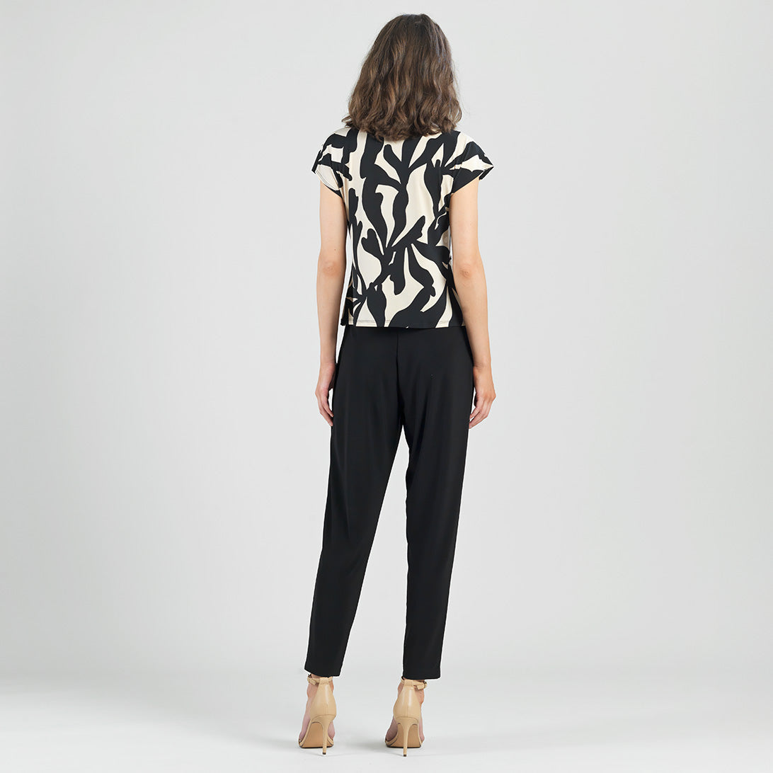 Clara Sunwoo Customer Favorite - Drape Neck Loop Front Top - Leaf Shadow - Final Sale