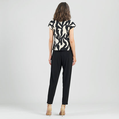 Clara Sunwoo Customer Favorite - Drape Neck Loop Front Top - Leaf Shadow - Final Sale