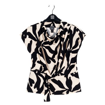 Clara Sunwoo Customer Favorite - Drape Neck Loop Front Top - Leaf Shadow - Final Sale
