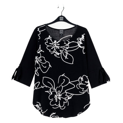 Clara Sunwoo Top Pick - Crepe Knit - Tie Cuff Curved Hem Tunic - Blossom Sketch - Final Sale