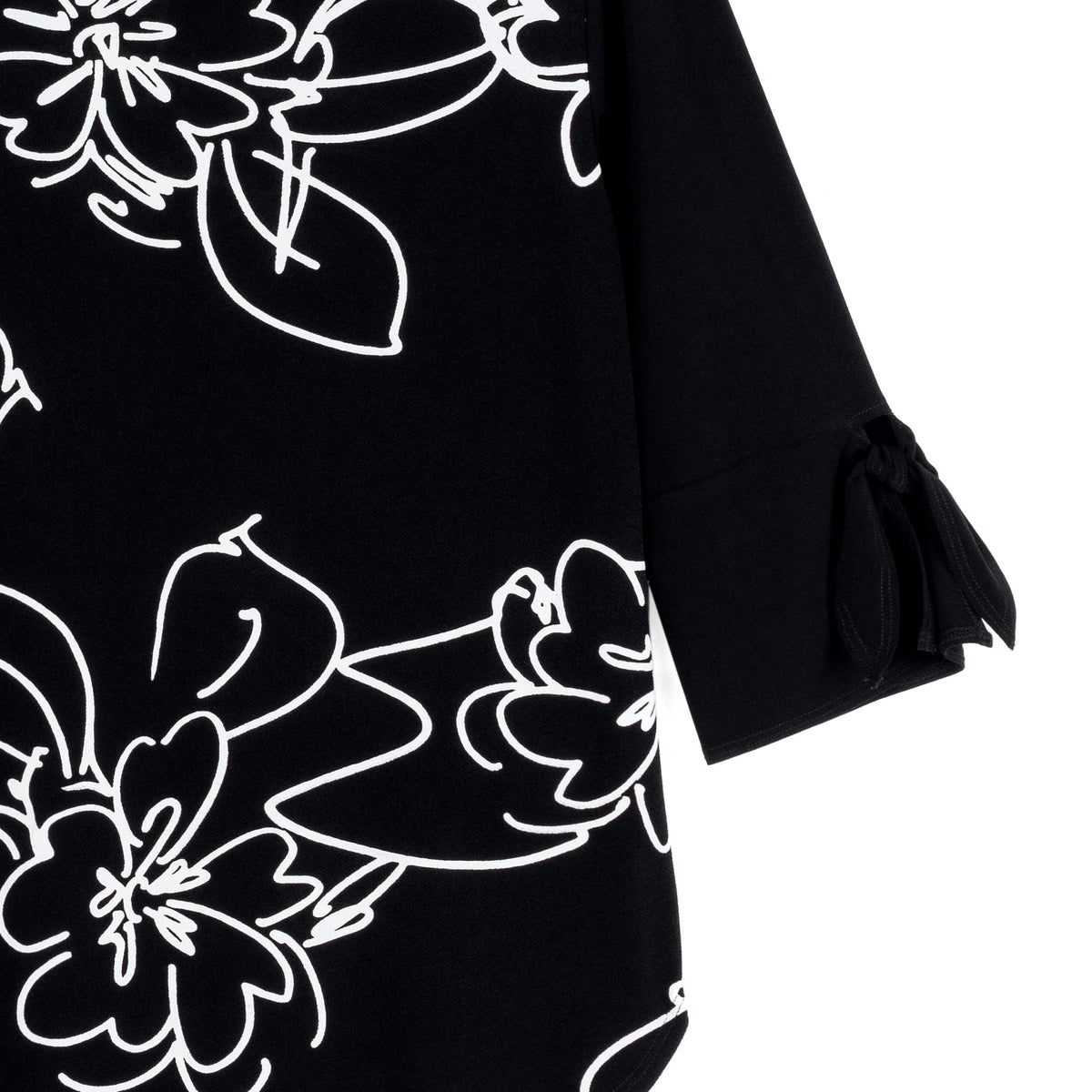 Clara Sunwoo Top Pick - Crepe Knit - Tie Cuff Curved Hem Tunic - Blossom Sketch - Final Sale
