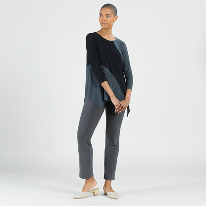 Clara Sunwoo Exclusive - Color Block Angle Flow Tunic - Charcoal - Final Sale!