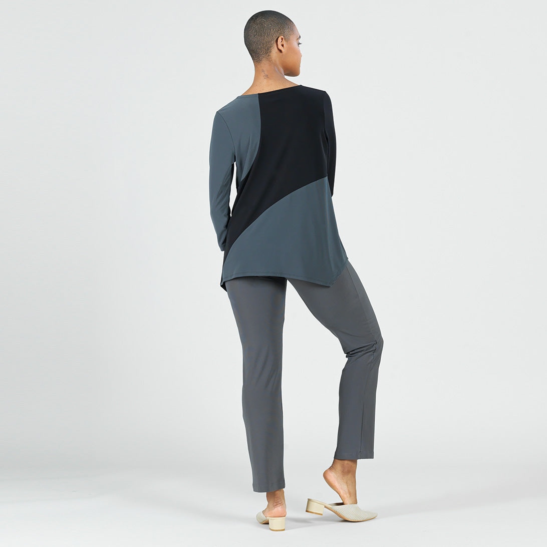 Clara Sunwoo Exclusive - Color Block Angle Flow Tunic - Charcoal - Final Sale!