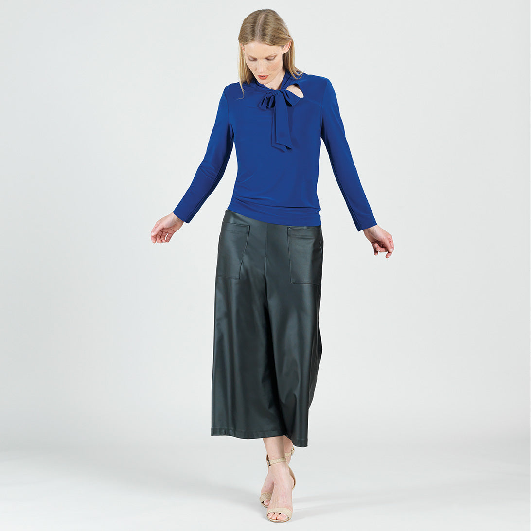 Clara Sunwoo Hot Sale - Asymmetrical Bow Tie-Neck Top - Cobalt - Final Sale!