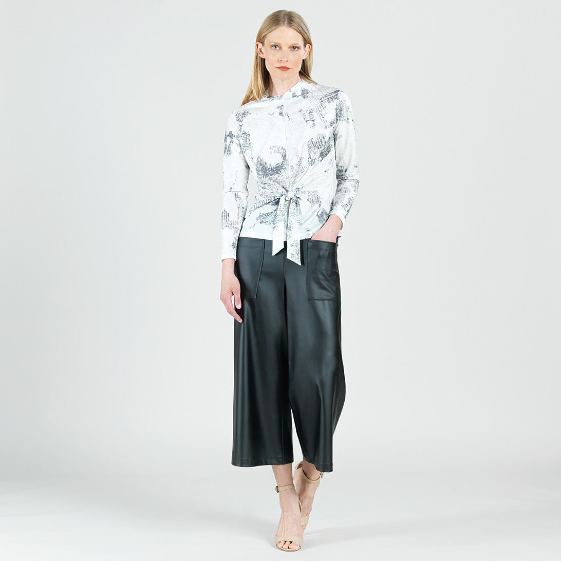Clara Sunwoo New - Foil Knit - Center Front Tie Top - Abstract Marble - Final Sale!