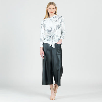 Clara Sunwoo New - Foil Knit - Center Front Tie Top - Abstract Marble - Final Sale!