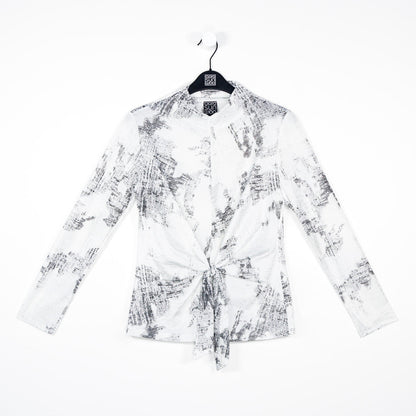 Clara Sunwoo New - Foil Knit - Center Front Tie Top - Abstract Marble - Final Sale!
