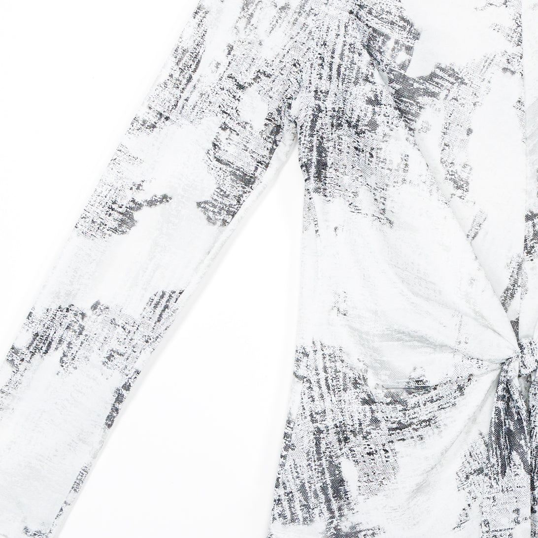 Clara Sunwoo New - Foil Knit - Center Front Tie Top - Abstract Marble - Final Sale!