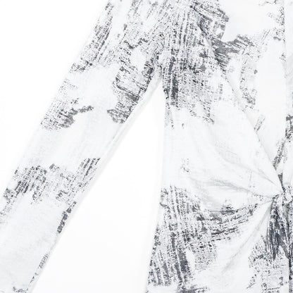 Clara Sunwoo New - Foil Knit - Center Front Tie Top - Abstract Marble - Final Sale!