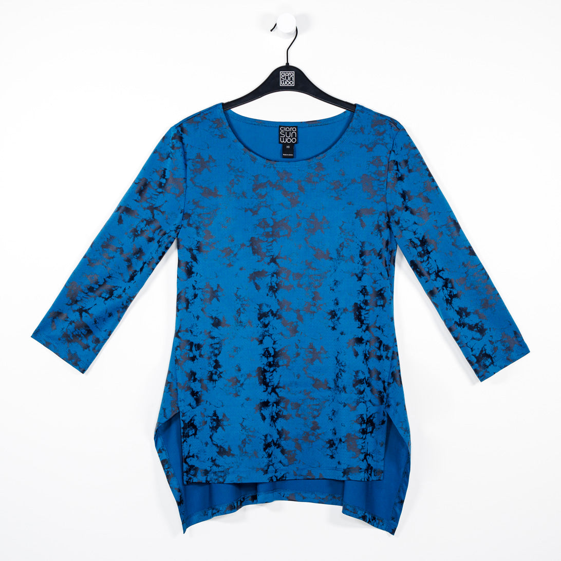 Clara Sunwoo Top Pick - Foil Knit - Parachute Hem Tunic - Abstract Splatter - Final Sale!