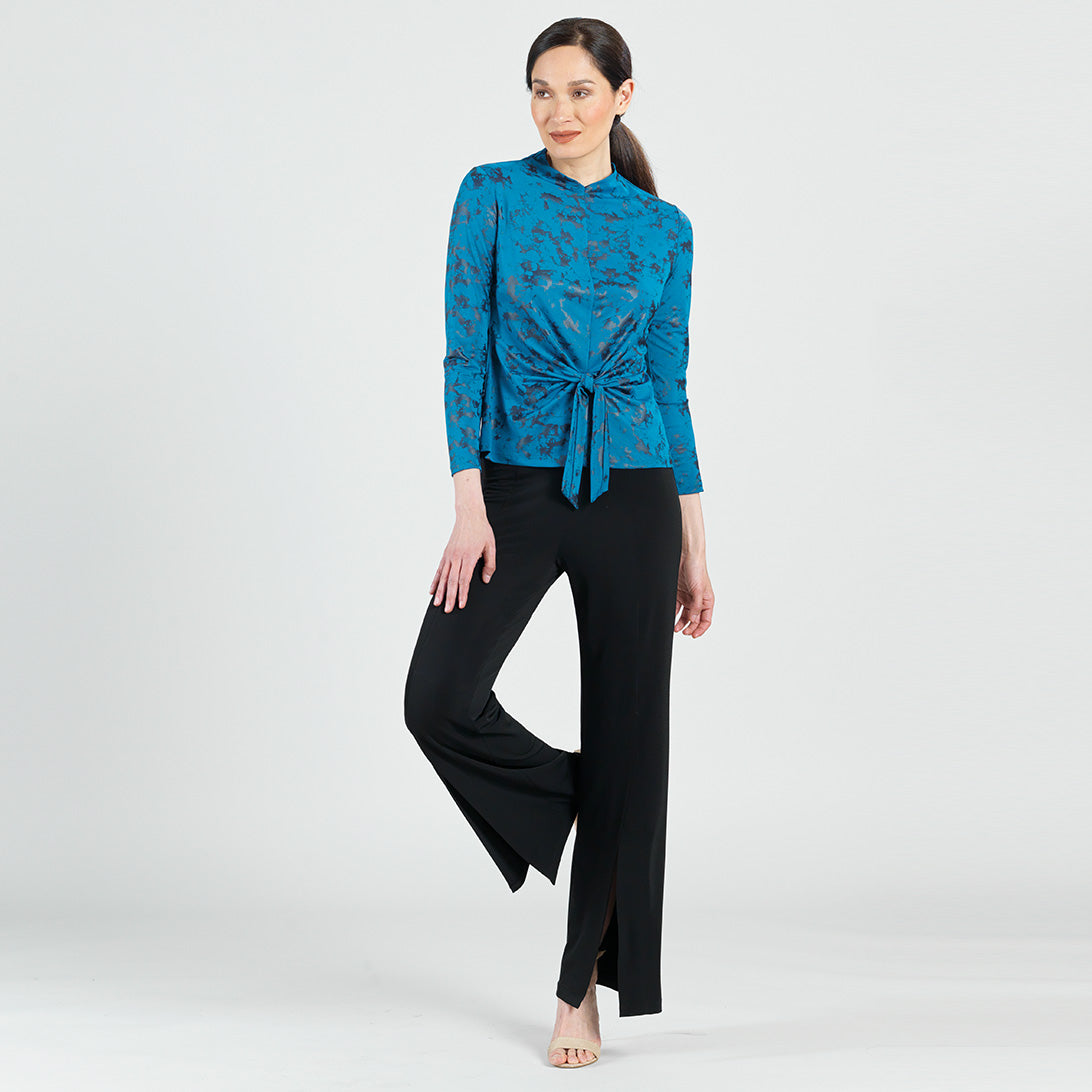 Clara Sunwoo Customer Favorite - Foil Knit - Center Front Tie Top - Abstract Splatter - Final Sale!