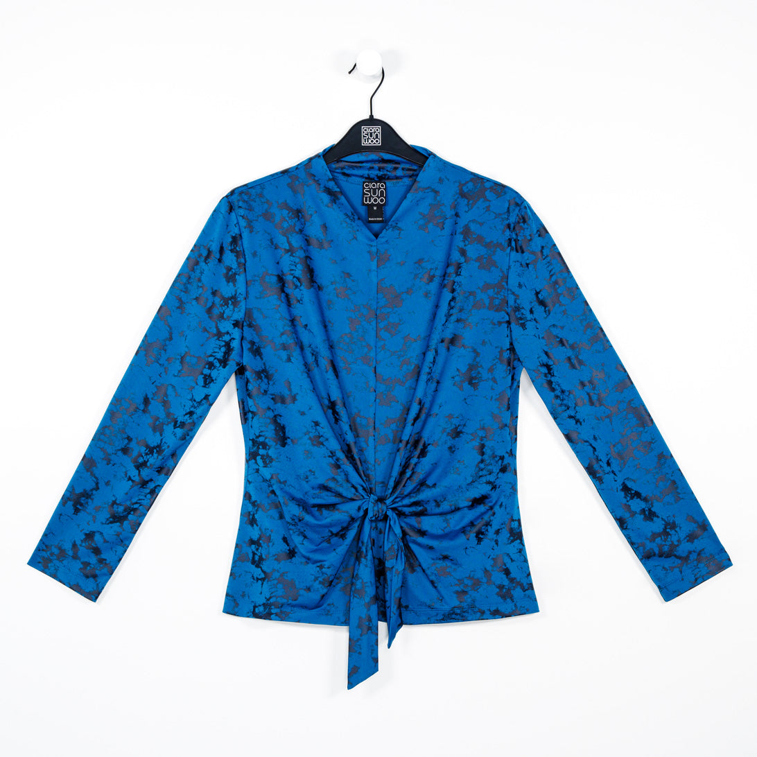 Clara Sunwoo Customer Favorite - Foil Knit - Center Front Tie Top - Abstract Splatter - Final Sale!