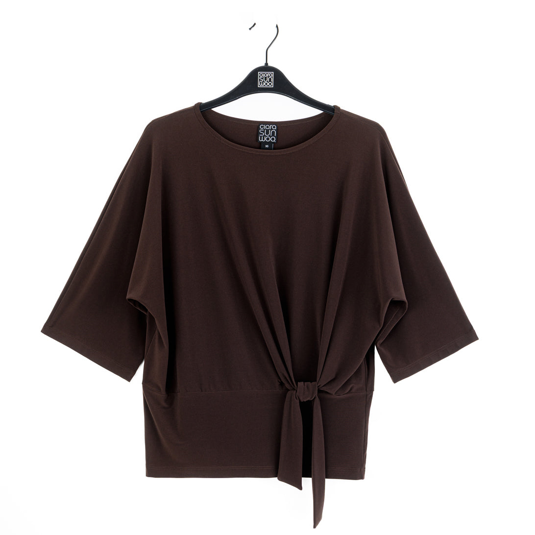Clara Sunwoo Great Value - Signature Side Tie Top - Brown