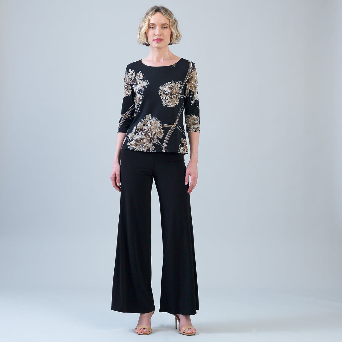 Clara Sunwoo Smart Buy - Scoop Neck Half Sleeve Top - Mum Blossom