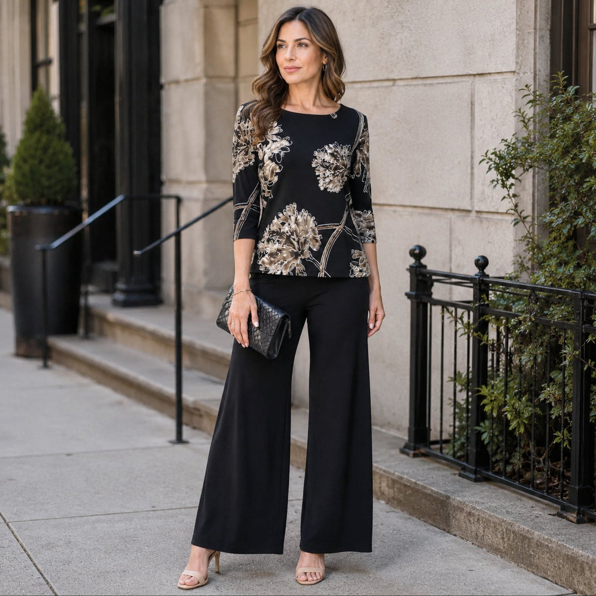 Clara Sunwoo Smart Buy - Scoop Neck Half Sleeve Top - Mum Blossom