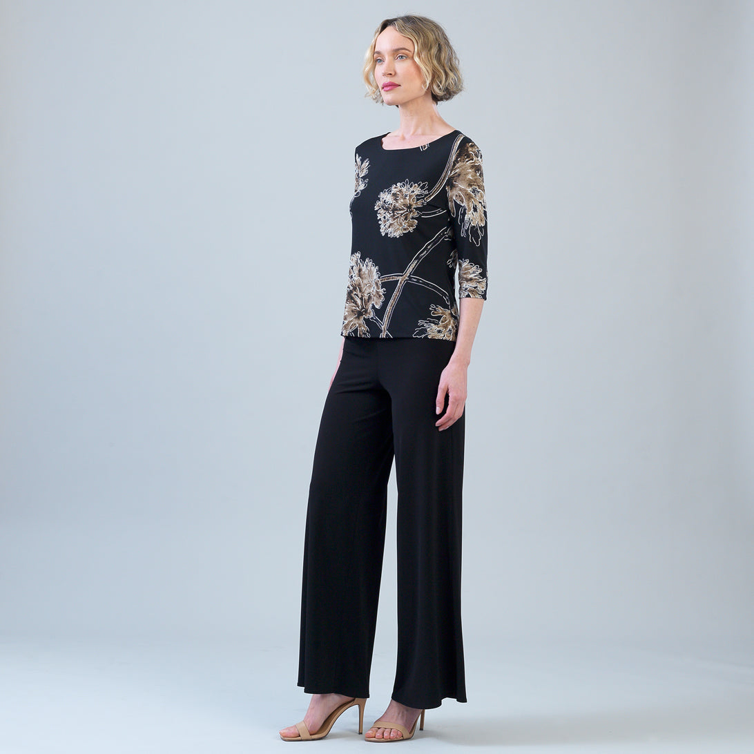 Clara Sunwoo Smart Buy - Scoop Neck Half Sleeve Top - Mum Blossom