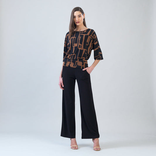 Clara Sunwoo Special Offer - Banded Hem Elbow Sleeve Top - Geo Link