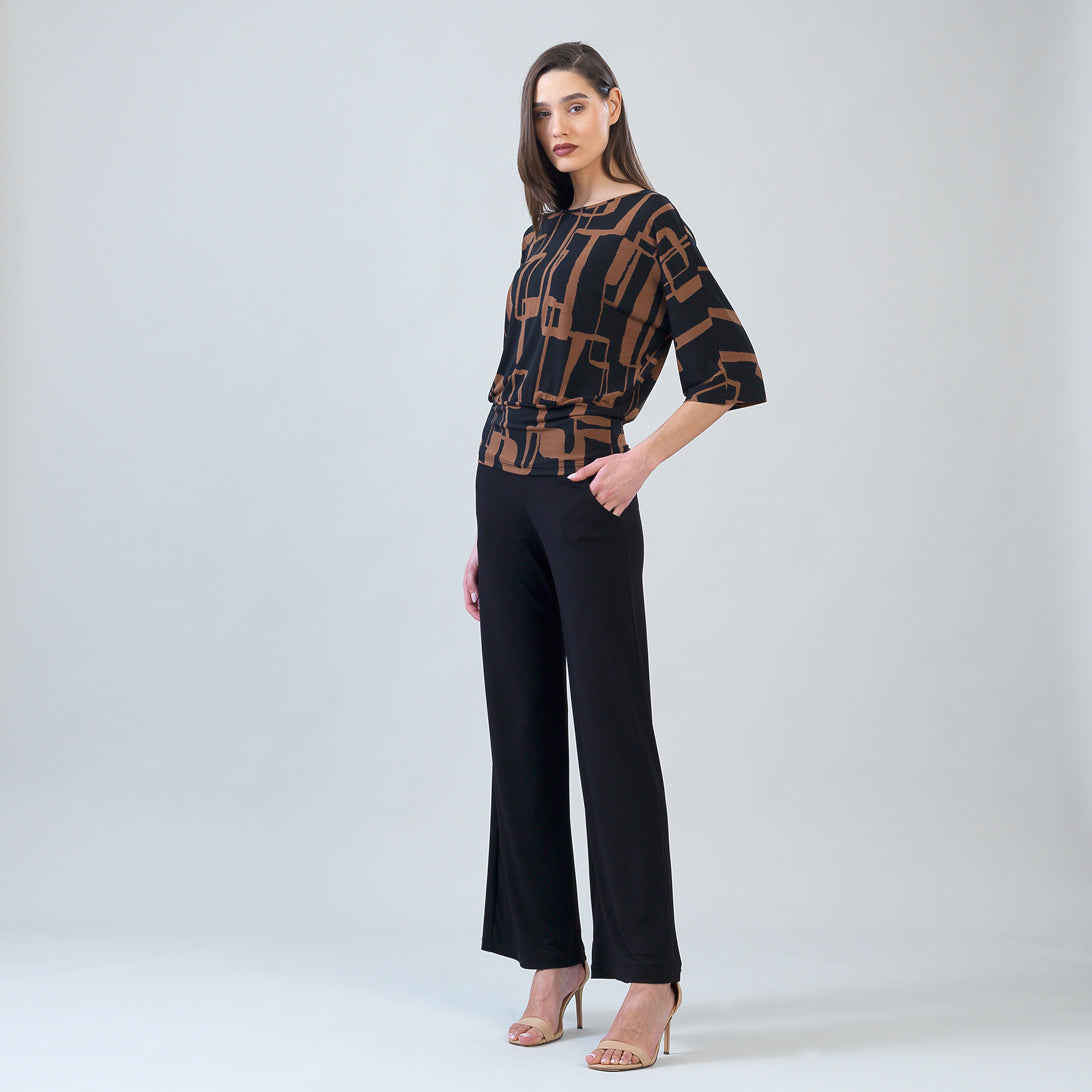 Clara Sunwoo Special Offer - Banded Hem Elbow Sleeve Top - Geo Link