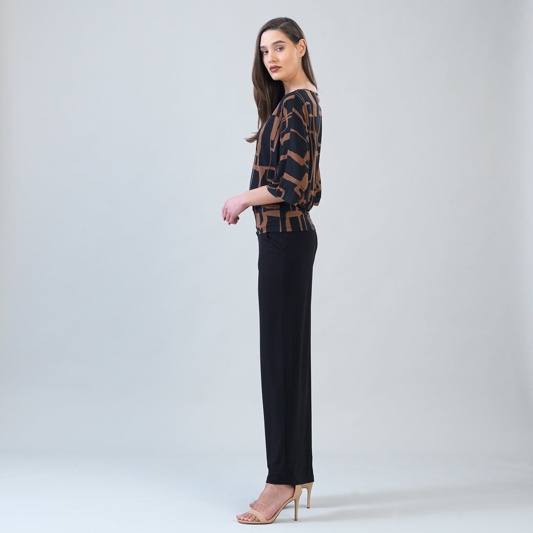 Clara Sunwoo Special Offer - Banded Hem Elbow Sleeve Top - Geo Link