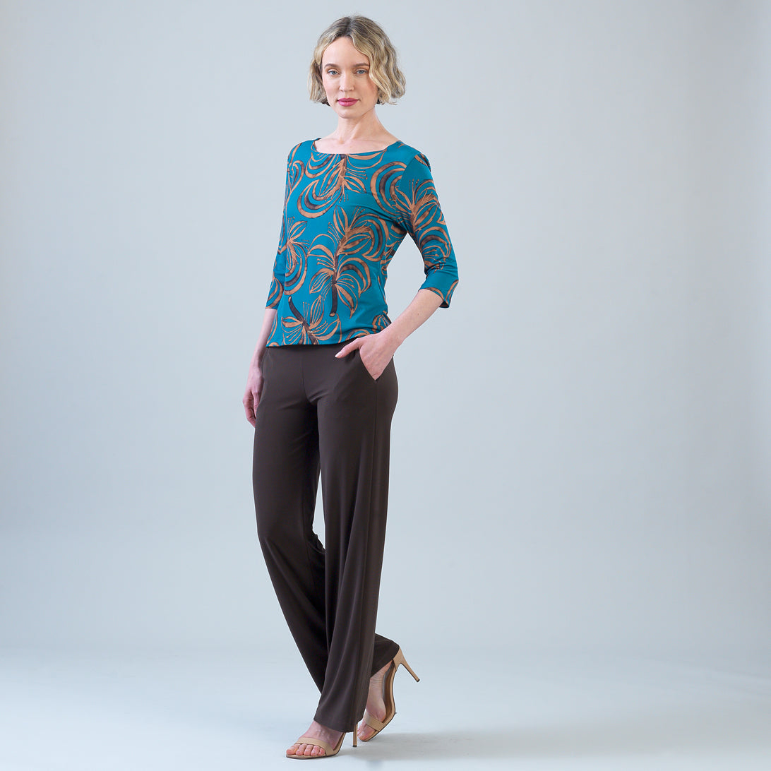 Clara Sunwoo Essential - Scoop Neck Half Sleeve Top - Autumn Leaves
